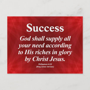 Success Philippians 4:19 Postcard