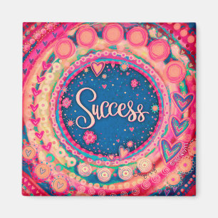Success Pink Pretty Fun Floral Inspirivity Magnet
