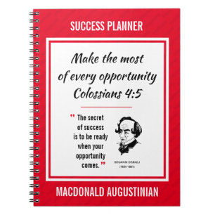 SUCCESS PLANNER Disraeli Inspirational Scripture Notebook