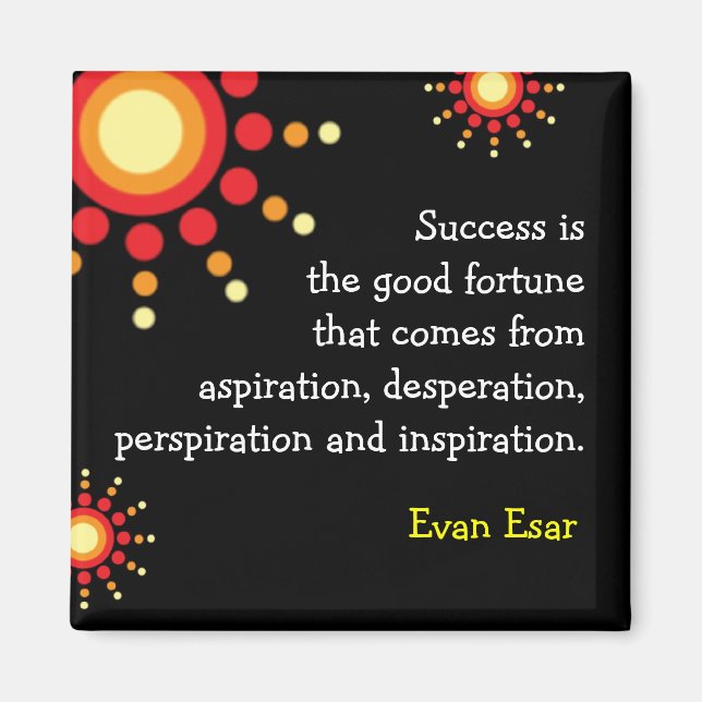 Success Quotation Motivational Black Magnet (Front)