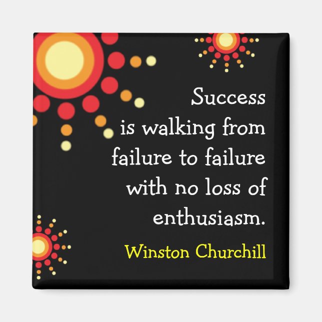 Success Quotation Motivational Black Magnet (Front)
