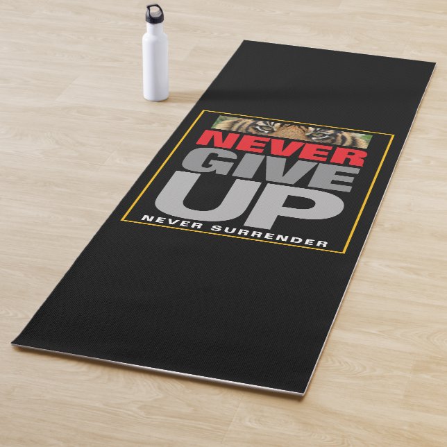 Success Quote Never Give Up Never Surrender Yoga Mat (In Situ)