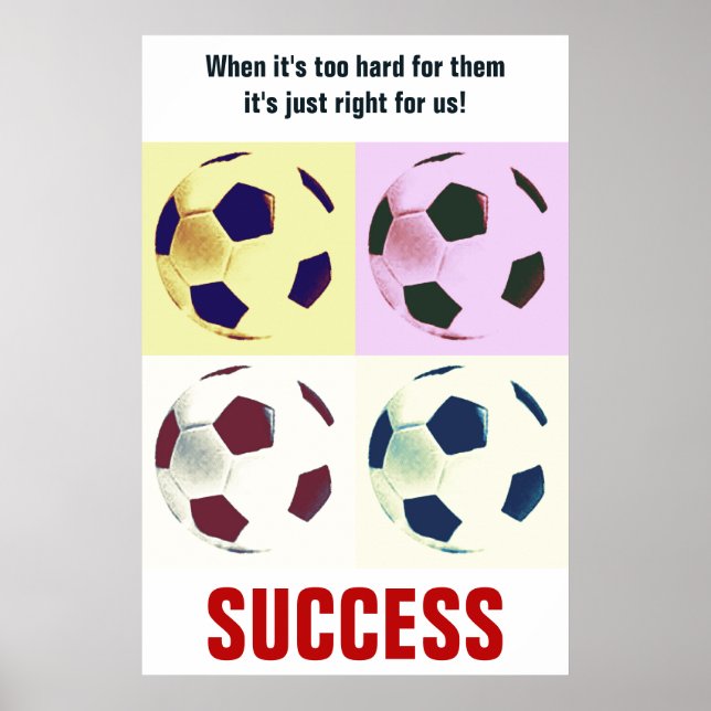Success Soccer Football Motivational Inspirational Poster (Front)