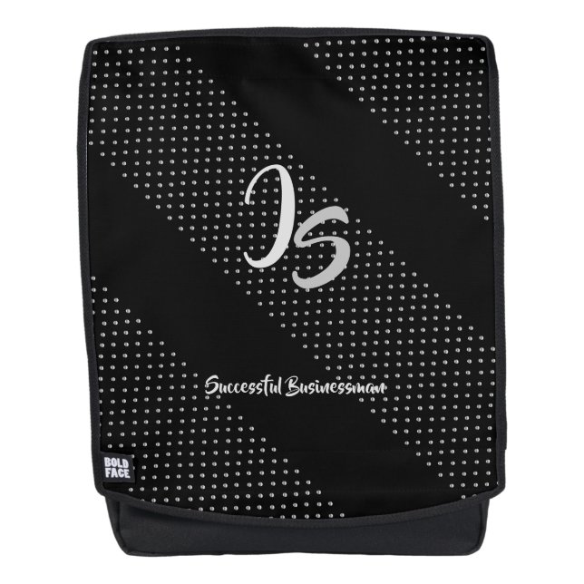 "Successful Businessman" Personal Silver Monogram Backpack (Front)