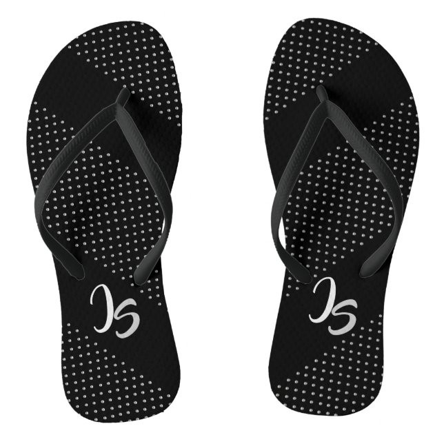 Successful Businessman Personal Silver Monogram Flip Flops (Footbed)