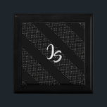 Successful Businessman Personal Silver Monogram Gift Box<br><div class="desc">Stylish Silver Monogram decorated with Geometric trendy silver stripes black pattern. For Creation and Customise Your Personal Monogram template. Business Man Fashion Graphic design. Crafts & Party Supplies > Gift Wrapping Supplies > Gift Boxes trendy gift (for him) Successful Businessman - collection. Elegant Gift for a friend, brother, husband, business...</div>