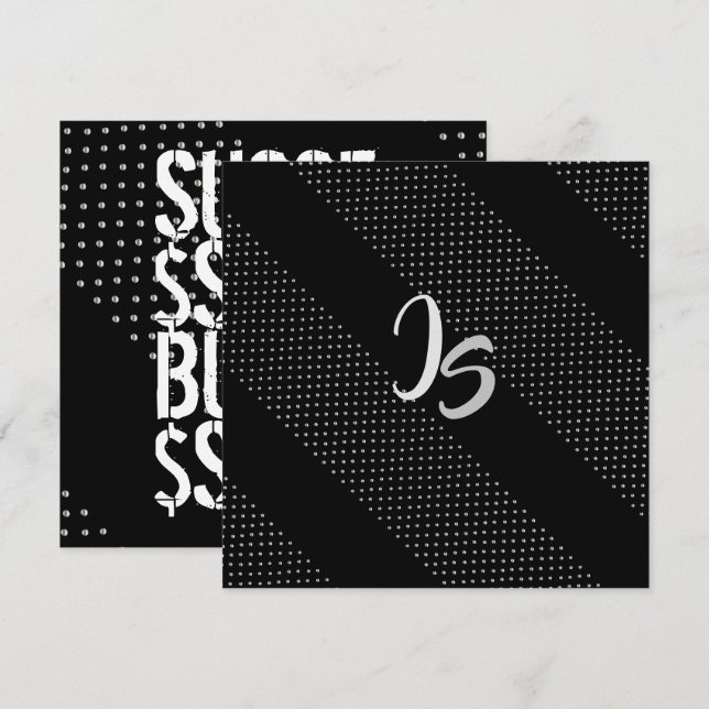 Successful Businessman Personal Silver Monogram Invitation (Front/Back)