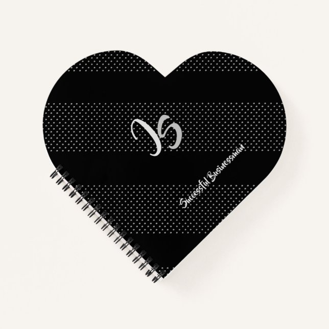 "Successful Businessman" Personal Silver Monogram Notebook (Front)