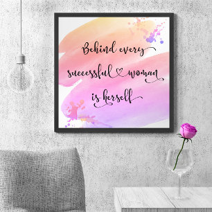 "Successful Woman" Chic Pink Watercolor Typography Poster