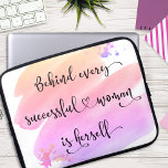 Successful Woman, Pink Ombre Watercolor Typography Laptop Sleeve<br><div class="desc">“Behind every successful woman is herself.” So who needs Prince Charming? Make your own “happily ever after” and embrace “girl power” whenever you use this stylish, colourful inspirational quote feminist neoprene laptop sleeve. This laptop sleeve comes in three sizes: 15", 13", and 10”. Makes a great gift for someone special!...</div>