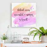 Successful Woman Pink Watercolor Script Typography Canvas Print<br><div class="desc">“Behind every successful woman is herself.” So who needs Prince Charming? Make your own “happily ever after” and embrace “girl power” as you gaze at this stylish, colourful inspirational feminist canvas wall art with sweet black handwritten script typography overlaying a yellow, peach, pink and purple ombre watercolor splash. You can...</div>