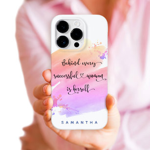 Successful Woman Pink Watercolor Script Typography Case-Mate iPhone 14 Case