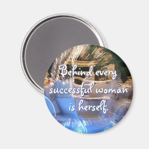 Successful woman power quote blue gold coach photo magnet