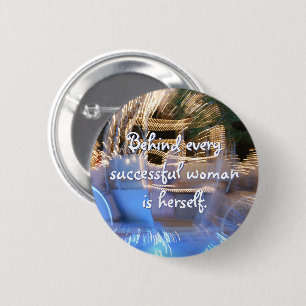 Successful woman power quote gold coach photo bold 6 cm round badge