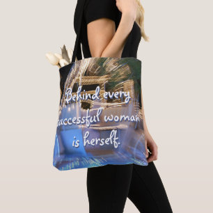 Successful woman power quote gold coach photo bold tote bag