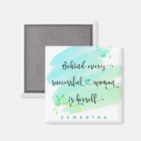 Successful Woman Quote Turquoise Watercolor Script