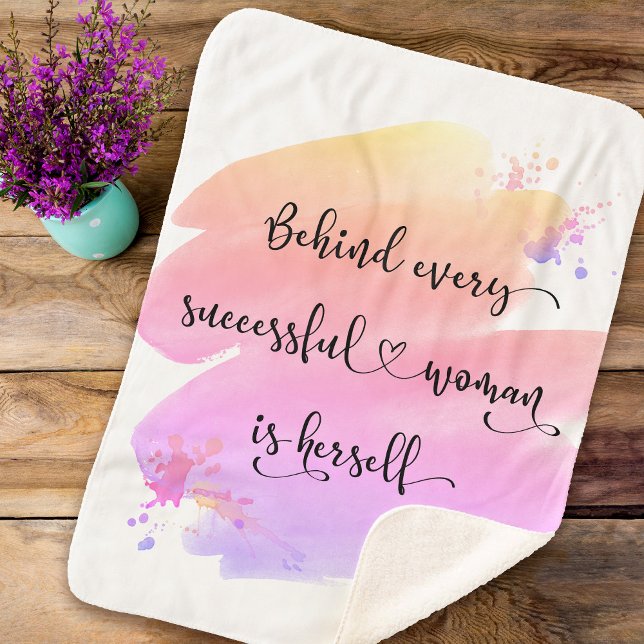 Successful Woman Script Pink Watercolor Ombre Bold Sherpa Blanket (Creator Uploaded)