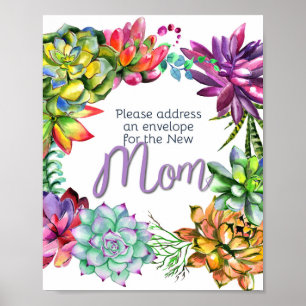 Succulent Address an Envelope Sign   Baby Shower
