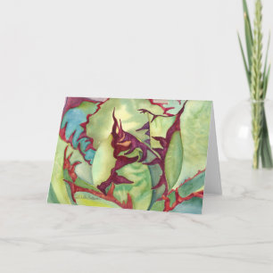 Succulent agave watercolor greeting card