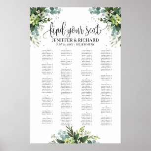 Succulent alphabetical greenery seating chart
