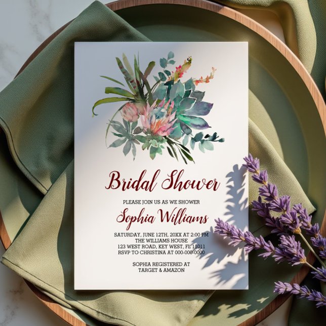 Succulent and  Boho Cactus Bridal Shower Invitation (Creator Uploaded)