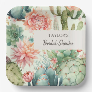 Succulent and Cactus Flowers Paper Plate