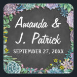Succulent and Chalkboard Wedding Favour Stickers<br><div class="desc">Succulent and Chalkboard Wedding Favour Stickers - features a chalkboard background with watercolor succulents and chalk typography. See the full matching design collection on this page.</div>