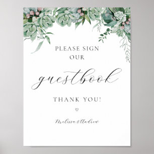 Succulent and Eucalyptus Greenery Guestbook Sign 