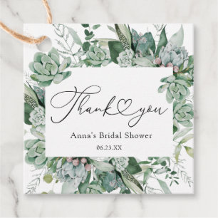 Succulent and Eucalyptus Greenery Thank You Favour Tags