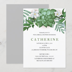 Succulent and floral Bridal Shower Invitation