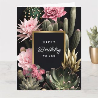 Succulent and flowers background card