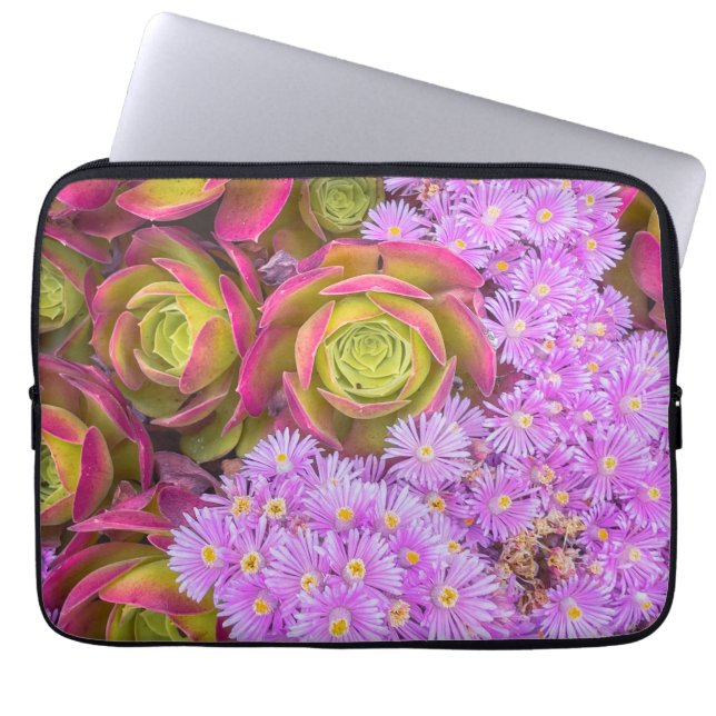 Succulent and Flowers Laptop Sleeve (Front)
