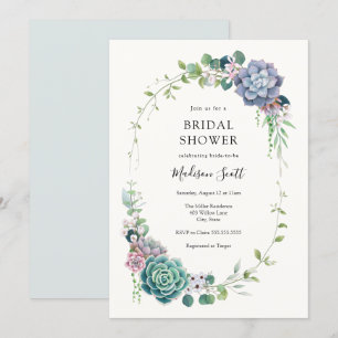 Succulent and Greenery Frame Bridal Shower Invitation
