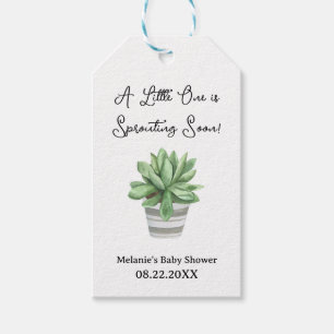 Succulent Baby Shower "A Little One is Sprouting" Gift Tags