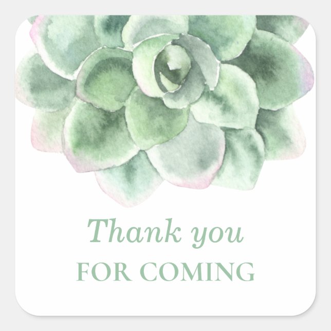 Succulent baby shower. Cactus thank you for coming Square Sticker (Front)