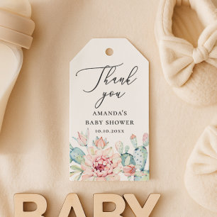 Succulent Baby Shower Thank You   Floral Cactus Gift Tags
