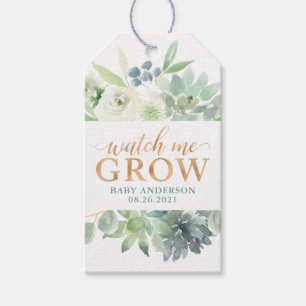 Succulent Baby Shower Watch Me Grow Favor Tag