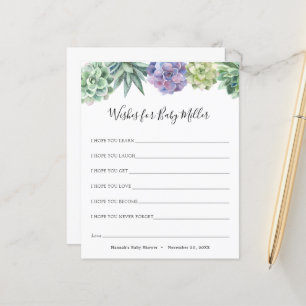 Succulent Baby Shower Wishes for the Baby