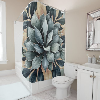 Succulent Bloom Green Botanical Leaves Design 404 Shower Curtain
