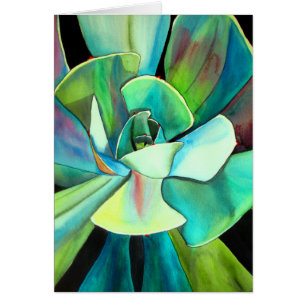 Succulent blue and green desert watercolour art