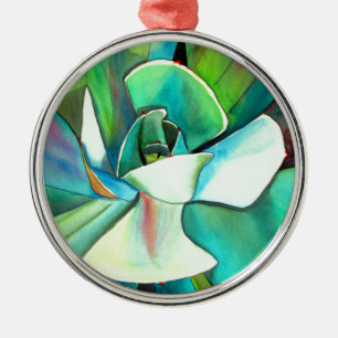 Succulent blue and green desert watercolour art metal tree decoration