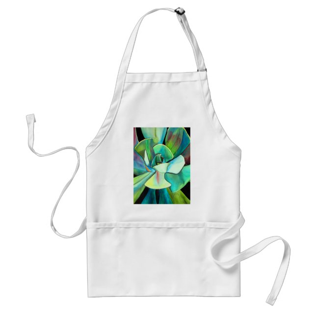 Succulent blue and green desert watercolour art standard apron (Front)