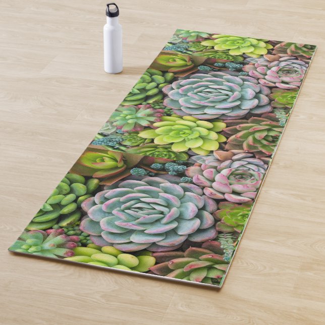 Succulent botanical garden arrangement yoga mat (In Situ)