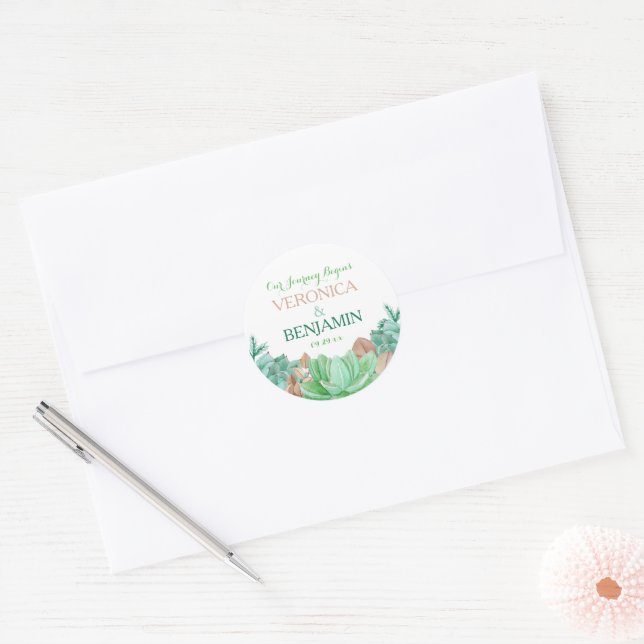 Succulent Bouquet Botanical Floral Wedding Favour Classic Round Sticker (Envelope)