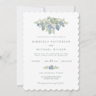 Succulent Bouquet Floral Wedding Invitation