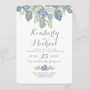 Succulent Bouquet Floral Wedding Invitation