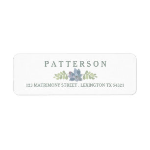 Succulent Bouquet Floral Wedding Return Address