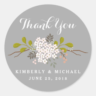 Succulent Bouquet Floral Wedding Thank You Sticker
