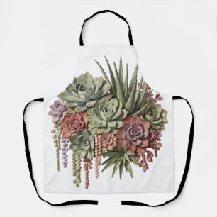 Succulent Bouquet Green Pink Apron