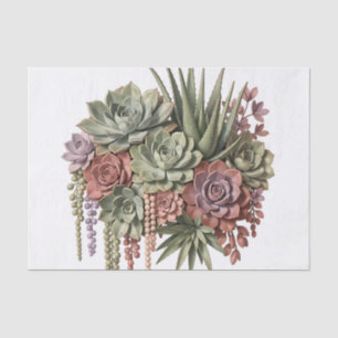 Succulent Bouquet Green Pink Tissue Paper